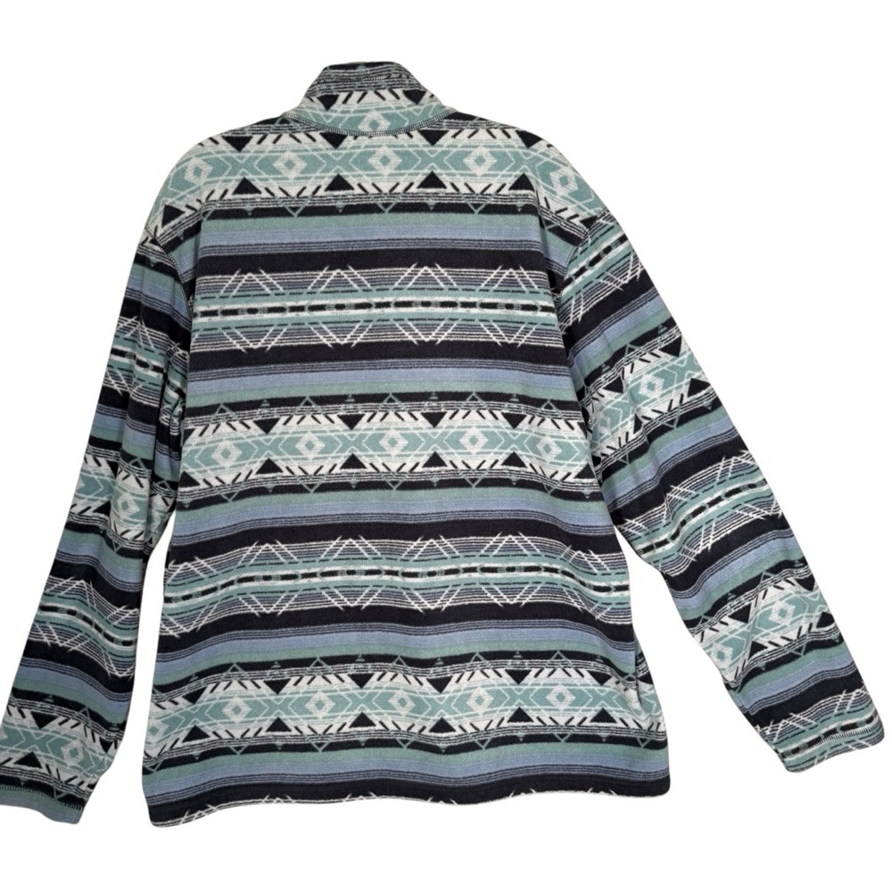 Eddie Bauer Men's Aztec Blue Fleece Pull Over 1/4 Zip Southwestern Gorpcore XL - Picture 2 of 8